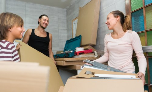 Removal van loading boxes for a home move in Wales