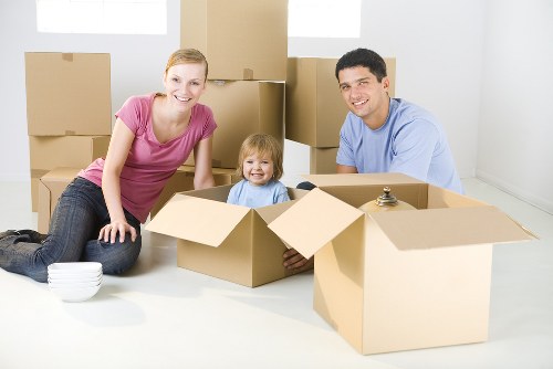 Boxes and furniture prepared for a local house move in Wales