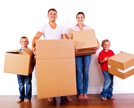 Removal van loading furniture for a Welsh home move