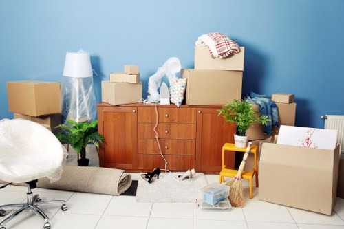 House movers helping a family move home in Wales