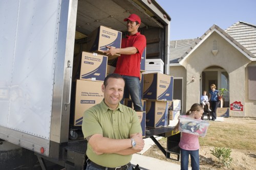 Local removal truck loaded with furniture and boxes for a move