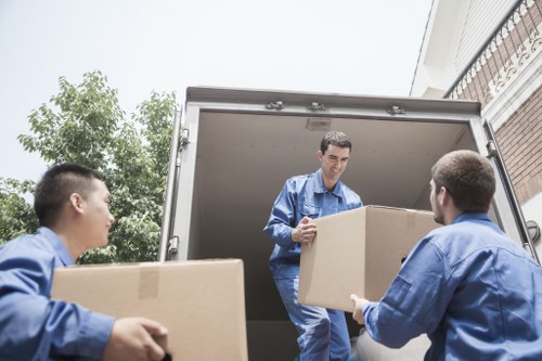 Business move planning with labelled equipment and furniture
