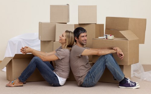 Removal team preparing items safely before a move