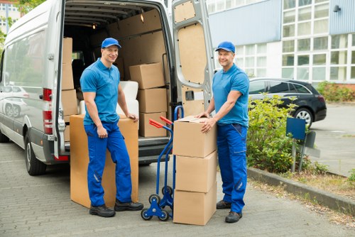 Packed boxes ready for a house removal in Wales